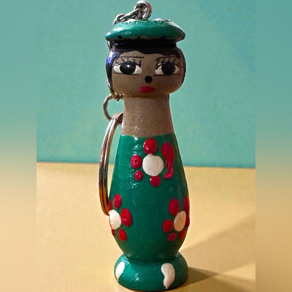 NUBIAN EGYPTIAN Folk Art Doll. Handcrafted Keychain or Purse Charm. New.
